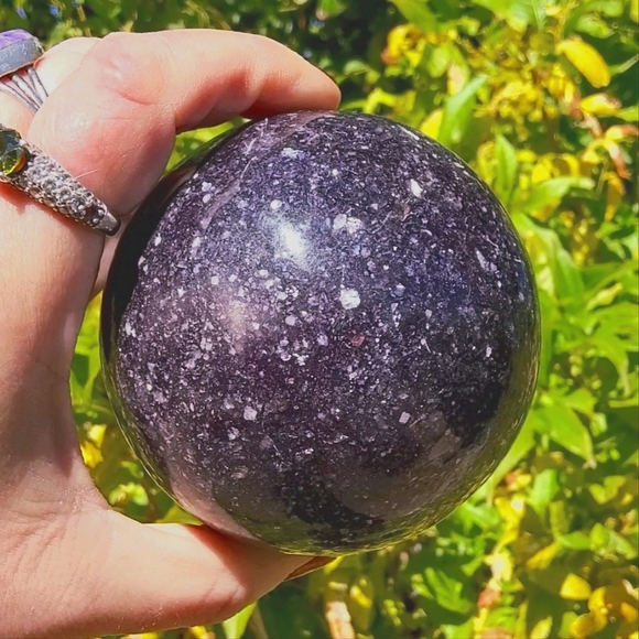 Big Ultra Sparkly Dark Purple Lepidolite Sphere - Picture 4 of 17